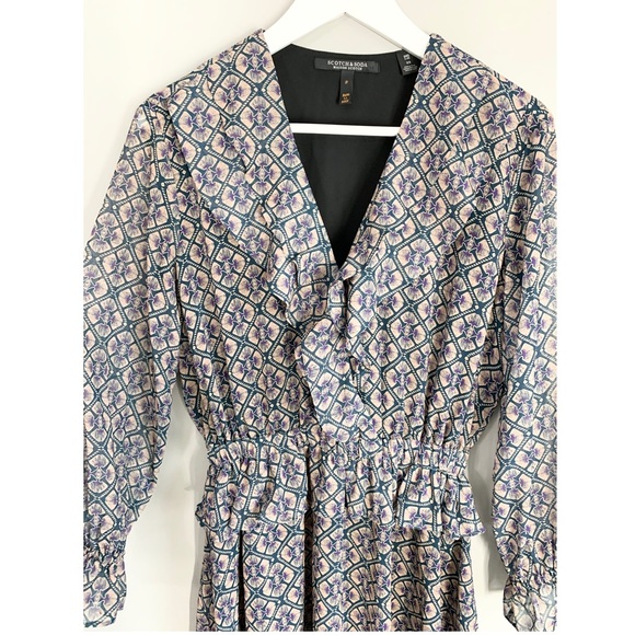 Scotch & Soda Ruffle Chiffon Long Sleeve Dress - Picture 8 of 11